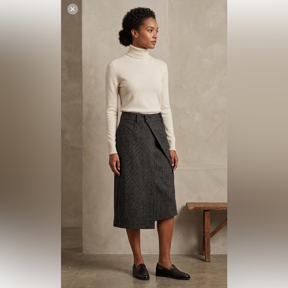 Cotelac Asymmetrical Wool Wrap Skirt Size‎ 4
